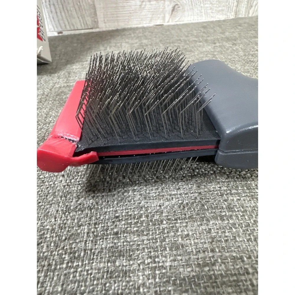 KONG Double Sided Flexible Slicker Brush Large Dog Grooming Tool Red Gray